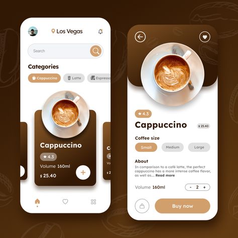 Cafe App Design, Coffee App Design, Coffee Web Design, Affinity Photo Tutorial, Desain Ux, Restaurant App, Design Sites, Web Design Portfolio, App Design Layout