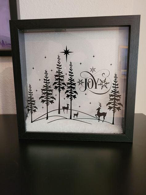 Christmas Joy shadow box.  A perfect addition to your Christmas decorations, or gift for that special someone that loves the holidays. All SALES ARE FINAL, returns or exchanges are not allowed, but please contact me if you have any problems or concerns. Diy Christmas Shadow Box, Christmas Diy Wood, Christmas Crafts Diy Projects, Christmas Shadow Boxes, Christmas Program, Christmas Themes Decorations, Christmas Frames, Christmas Villages, Christmas Paintings