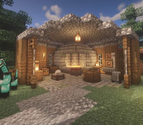 Blacksmith Workshop, Case Minecraft, Rumah Minecraft Sederhana, Minecraft Structures, Minecraft Interior Design, Bangunan Minecraft, Minecraft House Plans, Minecraft Farm, Minecraft Cottage