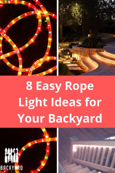 Rope Lighting Ideas Outdoor, Rope Lighting Ideas, Outdoor Rope Lights, Christmas Rope Lights, Rope Lighting, Walkway Lighting, Outdoor Path, Outdoor Steps, Led Rope Lights