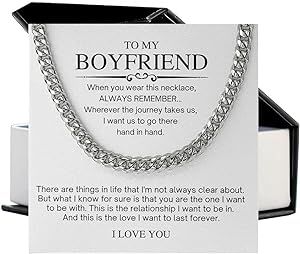 VIRAGIL To My Boyfriend Cuban Chain Necklace, Promise Necklace For Boyfriend, Boyfriend Necklace, 1 Year Anniversary Necklace Gift For Boyfriend, Valentines Day, Christmas Necklace For Boyfriend, Boyfriend Valentines Day, Boyfriend Boyfriend, To My Boyfriend, Boyfriend Necklace, Boyfriend Valentines, Promise Necklace, Cuban Chain Necklace, Anniversary Necklace