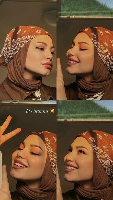 Hijabi Bandana, Bandana Hijab Style, Bandana Styles Women, Arabic Hijab Style, Arabic Hijab, Photo Hijab, Simple Hijab Tutorial, Hijab Fashion Summer, Estilo Hijab