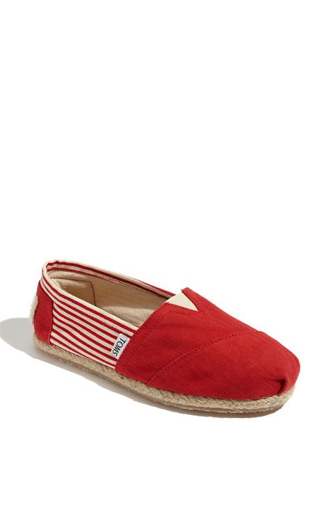 toms Toms Shoes Women, Red Toms, Cheap Toms Shoes, Toms Shoes Outlet, Toms Classic, Striped Shoes, Prom Accessories, Red Rope, Red Canvas