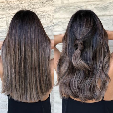 Los Angeles Hairstylist/color on Instagram: “Staight VS Knot  Cool or Warm 🧐🧐 Cut and color by @andrewlovescolor  Product @biolage milk rinse and color care shampoo  #ShadesEQ…” Caramel Highlights, Ash Brown Hair, Cool Brown Hair, Hair Caramel, Rambut Brunette, Ash Brown Hair Color, Highlights Ideas, Brown Ombre Hair, Ash Hair Color