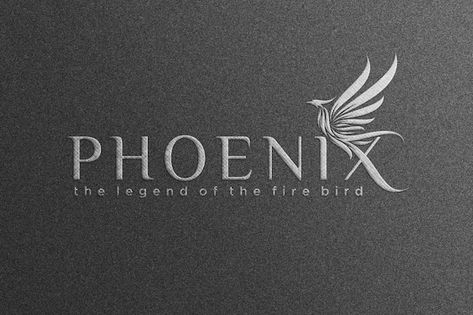 Phoenix Logo Design Graphics, Fenix Logo, Silver Logo Design, Phoenix Logo Design, Fabric Mockup, V Logo Design, Sweet Box Design, Unique Business Names, Phoenix Logo