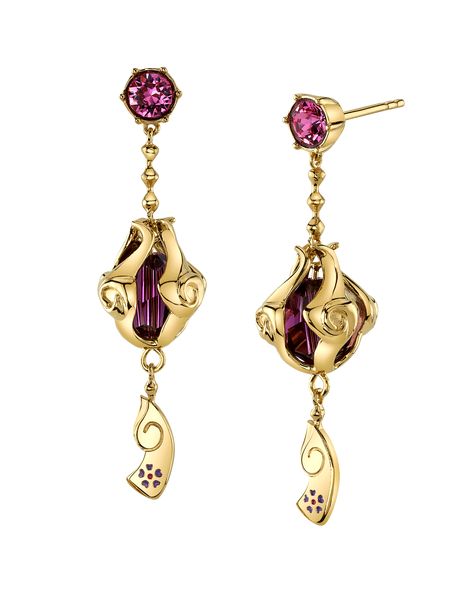 RockLove Spirit Blossom Lillia Lantern Earrings | Riot Games Store Luxury Rose Gold Earrings With Gemstone Accents, Spiritual Rose Gold Amethyst Jewelry, Multicolor Spiritual Drop Earrings, Dagger Earrings Regalrose Jewellery, Spiritual Amethyst Drop Earrings, Spirit Blossom, Lantern Earrings, Merch Store, Gaming Merch