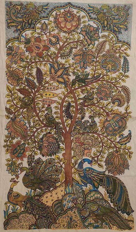 Kalamkari Art, Indian Traditional Paintings, Indian States, Mughal Art Paintings, Fabric Painting Techniques, Kalamkari Painting, Pen Art Drawings, Pichwai Paintings, Indian Painting