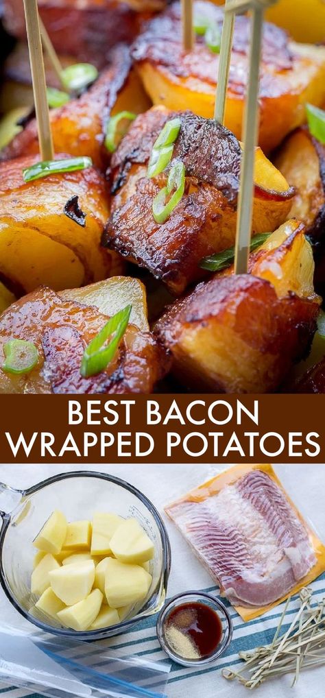 Sides With Bacon, Bacon Wrapped Potatoes Air Fryer, Appetizers With Potatoes, Bacon Charcuterie Board, Bacon Wrapped Potatoes Baked, Bacon Wrapped Potato Rolls, Bacon Wrapped Mini Potatoes, Potato Rolls With Bacon, Bacon Wrapped Appetizers Ideas