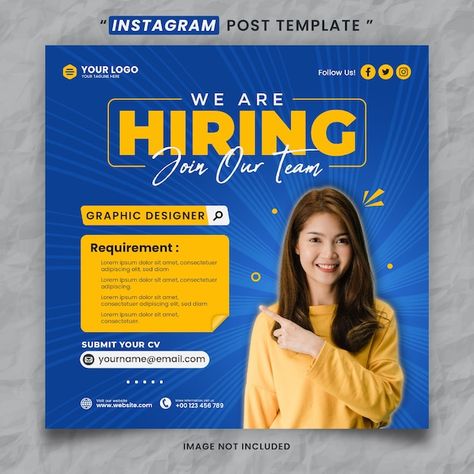 Now Hiring Graphic, We Are Hiring Social Media Post, We Hiring Poster Design, Job Posting Design, Hiring Poster Creative, We Are Hiring Design, Hiring Post Design, Post Layout Design, Hiring Social Media Post