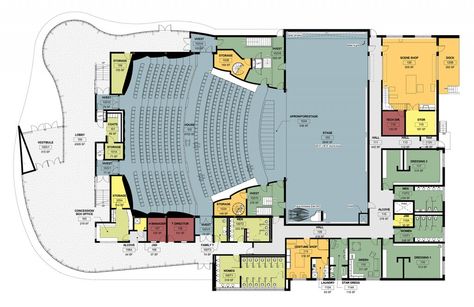 floor plan - 520-seat Glenn Massay Theater, located on the campus of Mat-Su College, Alaska Movie Theater Floor Plan, Performing Arts Center Plan, Theatre Plan Architecture, Auditorium Floor Plan, Theatre Floor Plan, Theater Floor Plan, Theater Layout, Theatre Plan, Auditorium Plan