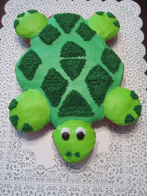 cupkcake turtle cake | turtle cupcake cake this turtle cupcake cake is a great way to ... Pastel, Turtle Cupcake Cake, Lychee Cake, Turtle Cakes, Turtle Patterns, Turtle Birthday Cake, Pull Aparts, Turtle Cupcakes, Cupcake Business