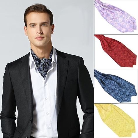 Cravat Tie, Ascot Ties, Banquet Party, Wedding Banquet, Fashion Materials, Mens Bow Ties, Floral Jacquard, Satin Wedding, Tie And Pocket Square