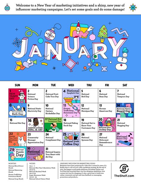 Are you planning your social media content calendar for January? Well it's almost too late for this month. But February is coming soon! Monthly Event Calendar Design, 2023 Social Media, Calendar Design Layout, Calendar Graphic, Social Media Posting, Posting Ideas, Illustration Calendar, American Day, Creative Calendar