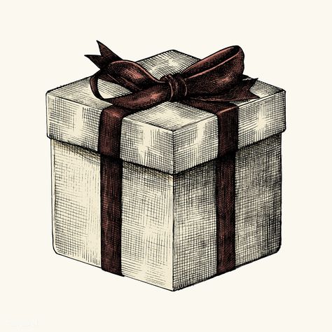 Hand-drawn gift box illustration | premium image by rawpixel.com Present Drawing, Box Drawing, Gift Box Images, Box Illustration, Christmas Advertising, Gift Illustration, Watercolour Ideas, Red Gift Box, Gift Drawing