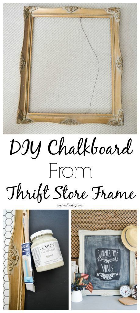 DIY Chalkboard From Thrift Store Frame - Want to make a unique chalkboard for your home? Head to the thrift store and make this DIY Chalkboard From Thrift Store Frame. #ad Upcycled Home Decor, Diy Chalkboard Frame, Diy Chalkboard Sign, Frame Store, Thrift Store Furniture, Thrift Store Crafts, Diy Furniture Bedroom, Diy Chalkboard, Framed Chalkboard