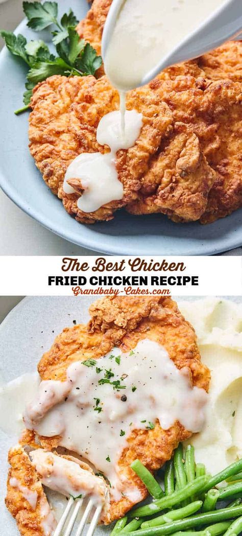 Chicken Fried Chicken Family Of Three Dinner Ideas, Oven Baked Chicken Fried Chicken, Chicken Fried Steak With Chicken, Baked Chicken Fried Chicken, Oven Chicken Fried Chicken, Easy Chicken Fried Chicken Recipe, Easy Country Fried Chicken, Healthy Chicken Fried Chicken, Air Fried Chicken Fried Chicken