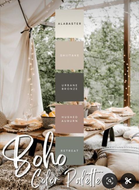 Natural Earthy Color Palette, Dark Oak Color Palette, Black White Terracotta Color Scheme, Joanna Gaines Color Palette, Paint Pallet Ideas, Boho Paint Colors, Boho Color Palette, House Color Palettes, House Color Schemes