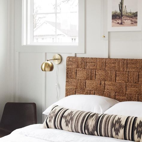 woven seagrass headboard Boho Headboards, Seagrass Headboard, Headboard Boho, Woven Headboard, Boho Headboard, Headboard Ideas, Wicker Headboard, Rattan Headboard, Bedroom Cozy