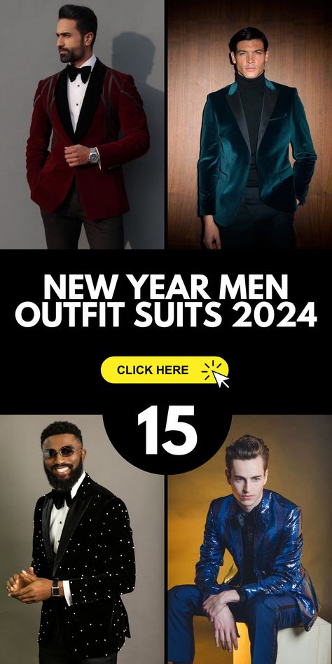 The dawn of a new year calls for a fresh and stylish wardrobe, and New Year Men Outfit Suits 2024 is the perfect occasion to showcase your fashion-forward choices. Explore men's fashion that aligns with the theme of the event, whether it's a Chinese New Year party or a classy New Year's Eve gathering. Your outfit should reflect your individual style and set the tone for the year ahead. New Year’s Eve Outfit Men, New Year Men Outfit, Mens New Years Eve Outfit, New Years Eve Outfits Men, Mens Christmas Party Outfit, New Year Outfit, Costumes For Men, Chinese New Year Party, New Year’s Eve Outfit