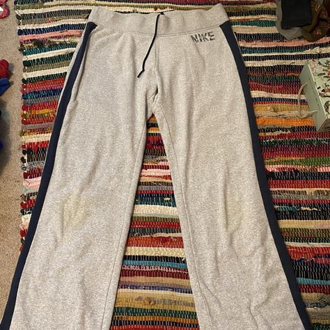 2000s nike sweatpants 
pretty sure these are womens... - Depop 2000s Sweatpants, Track Fits, Vintage Nike Sweatpants, Nike 2000s, Track Outfits, Y2k Sweatpants, Vintage Sweatpants, Nike Womens Sweatpants, Nike Streetwear