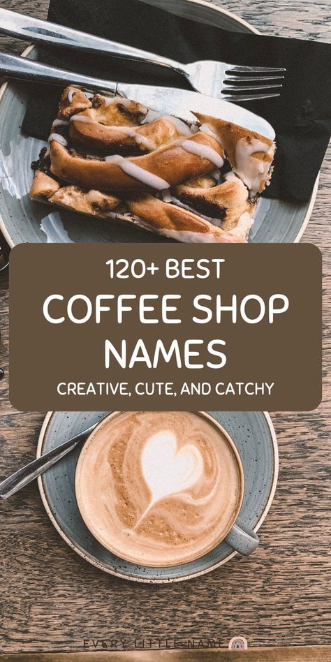 Coffee drink and pastry on table. Coffee Shop Names, Coffee Names, Shop Name Ideas, Opening A Coffee Shop, Coffee Van, Coffee Shop Business, Cute Coffee Shop, Coffee Business, Best Coffee Shop