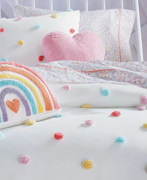 Bedroom Toys Storage, Girls Rainbow Bedroom Ideas, Rainbow Room Kids Girl Bedrooms, Rainbow Theme Bedroom, Rainbow Bedroom Ideas Kids, Rainbow Themed Bedroom, Girls Rainbow Bedroom, Twins Bedroom, Girl Comforters