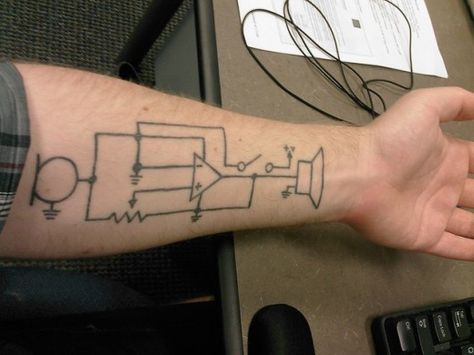 Engineering Tattoo, Bill Tattoo, Physics Tattoos, Circuit Tattoo, Electronic Tattoo, Geek Tattoo, Electric Circuit, Diy Cnc, Electronics Projects Diy