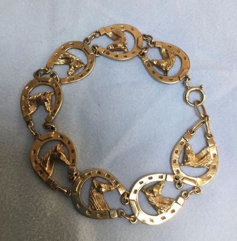 Fantastic Horse Head Horseshoe 9ct Solid Gold Bracelet , 18.6g, Nicely Detailed | Jewellery & Watches, Fine Jewellery, Fine Bracelets | eBay! Mad Person, Horse Ring, Horse Bracelet, Silver Diamond Jewelry, Fit Man, Antique Horse, Solid Gold Bracelet, Horse Jewelry, Gold Plated Bangles