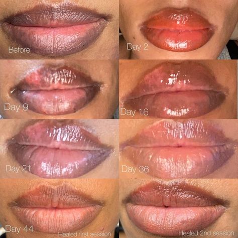 Lip Neutralization Before And After, Healed Lip Blush, Lip Blush Healing Process, Lip Blushing Tattoo Colors, Lip Blushing Tattoo Before And After, Lip Neutralization, Lip Color Tattoo, Pmu Lips, Tattoo Healing Process