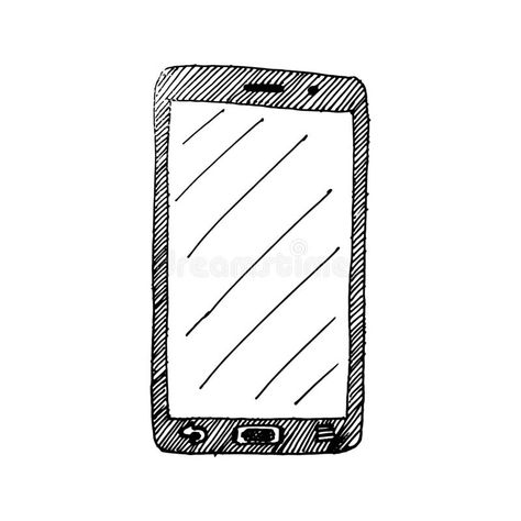 Cellphone Drawing, Black Blank, Clipart Black And White, Hand Drawn Illustration, White Stock, Drawn Illustration, Smart Phone, White Vintage, Vision Board