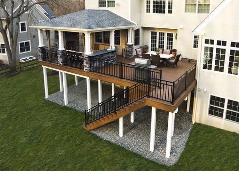 Custom TimberTech Deck/Porch, Bryn Mawr PA | 774 Sq Ft | Keystone Custom Decks Deck Remodel, Backyard Patio Deck, Deck And Patio, Building A Porch, Patio Deck Designs, Deck Designs Backyard, House Deck, Custom Decks, Decks Backyard