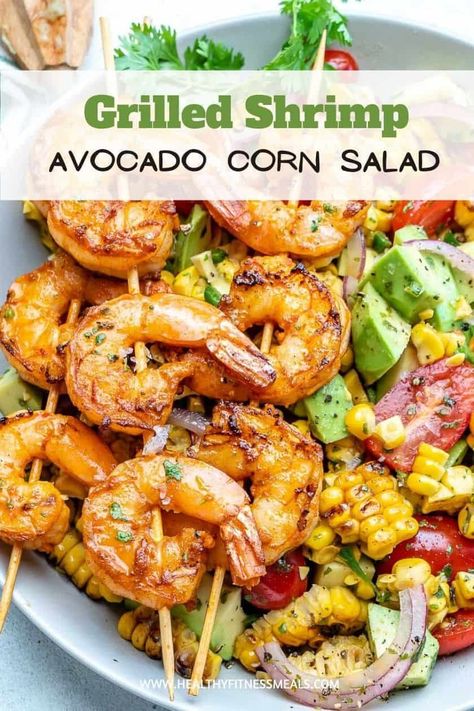 Healthy Grilled Shrimp Recipes, Chicken Salad Simple, Shrimp Stuffed Avocado, Bean Tuna Salad, Avocado Corn Salad, Grilled Shrimp Salad, Simple Avocado Toast, Shrimp And Avocado, Avocado Bread