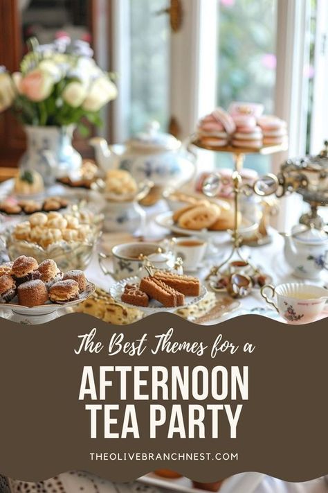 Discover creative afternoon tea party themes perfect for bridal showers, baby showers, and birthdays. Get inspired with unique ideas, including delicious cupcakes and elegant setups to make your party unforgettable. Afternoon Tea Party Ideas, Tea Party Themes, Bridgerton Tea Party, Autumn Tea Party, Adult Tea Party, Lemon Chiffon Cake, Tea Party Menu, Regency London, Tea Treats