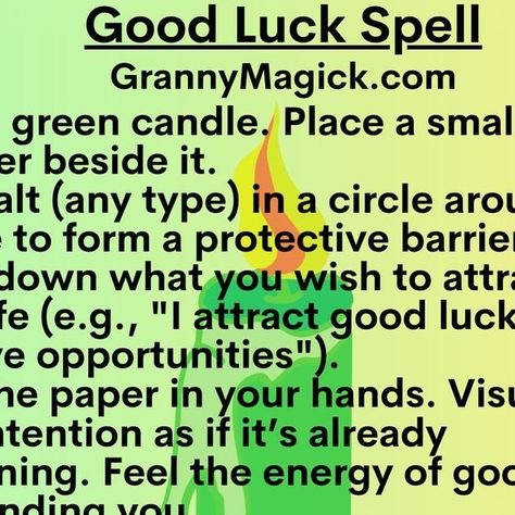 Margaret Jamison on Instagram: "Very simple good luck spell. The most important aspect of any spell is your intention & belief. Focus on positivity & openness to the good things coming your way!" Luck Spell For Someone Else, Good Luck Spell Jar For Someone Else, Spell To Make Things Go Your Way, Gambling Spell Good Luck, Good Luck Spell For Someone Else, Spell For Good Luck, Good Luck Spell, Lucky Things, Luck Spell