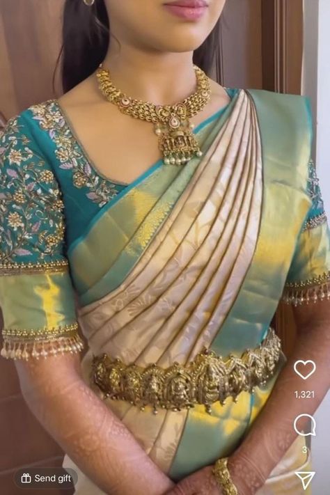 Engagement Bride Blouse Design, Muhurtham Saree Blouse Designs, Engagement Saree Blouse Designs, Purple Wedding Saree Brides, Latest Bridal Sarees Indian Weddings, Blouse Designs Latest For Bride, Back Neck Designs For Blouses For Wedding, Blouse Designs Work Latest, Aari Blouses Weddings