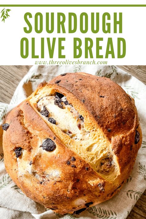 This Sourdough Olive Bread is a great way to use sourdough starter or discard! A simple homemade bread recipe with lots of flavor. Olive Sourdough Bread Recipe, Kalamata Olive Sourdough Bread, Sourdough Olive Bread Recipe, Sourdough Olive Bread, Black Olive Bread Recipe, Bread Flavor Ideas, Bread With Sourdough Starter, Olive Sourdough Bread, Use Sourdough Starter