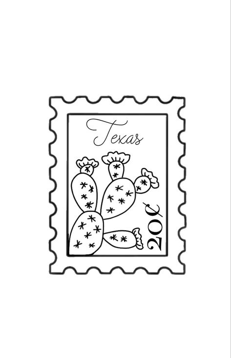 Unique Texas Tattoo, Dallas Texas Tattoo Ideas, Minnesota Stamp Tattoo, Texas Related Tattoos, West Texas Tattoo, Desert Stamp Tattoo, Texas Postage Stamp Tattoo, Texas Flash Tattoo, Country Road Tattoo