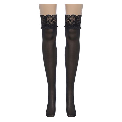 Black Lace Top Thigh High Stockings Nightclubs Pantyhose ($4.00) ❤ liked on Polyvore featuring intimates, hosiery, tights, socks, accessories, leggings, stockings, thigh high pantyhose, lacy stockings and sheer tights Thigh High Tights, Tights Socks, Panty Hose, Lace Stockings, Black Lace Top, Lace Tights, Crazy Outfits, Weird Fashion, Fashion Figures