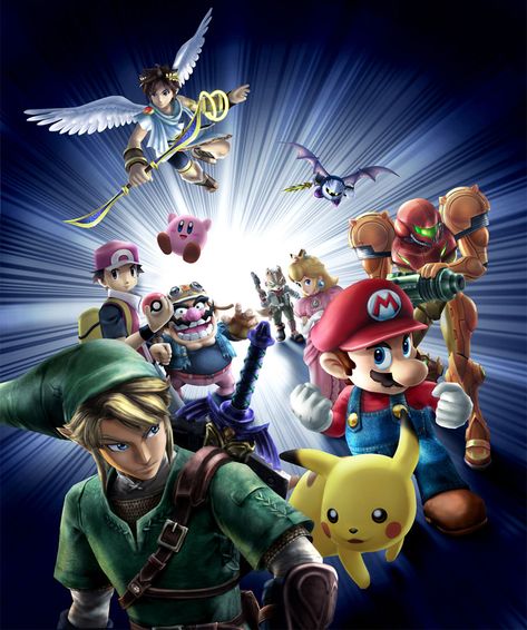 Box Cover Artwork Super Smash Bros Characters, Super Smash Bros Brawl, Nintendo Super Smash Bros, Gravity Fall, Nintendo Sega, Nintendo Characters, Star Fox, Nintendo Art, Smash Brothers