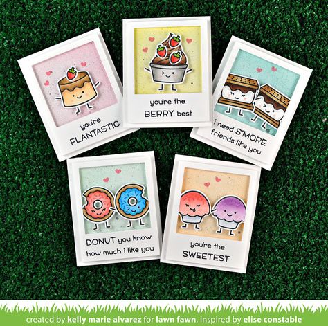 Lawn Fawn Intro: Sweet Friends - Lawn Fawn Best Friend Crafts, Craft Paper Flowers, Handmade Presents, Crafting Gifts, Happy Birthday Cards Diy, Food Cards, Creative Birthday Cards, Birthday Card Drawing, Diy Birthday Gifts For Friends