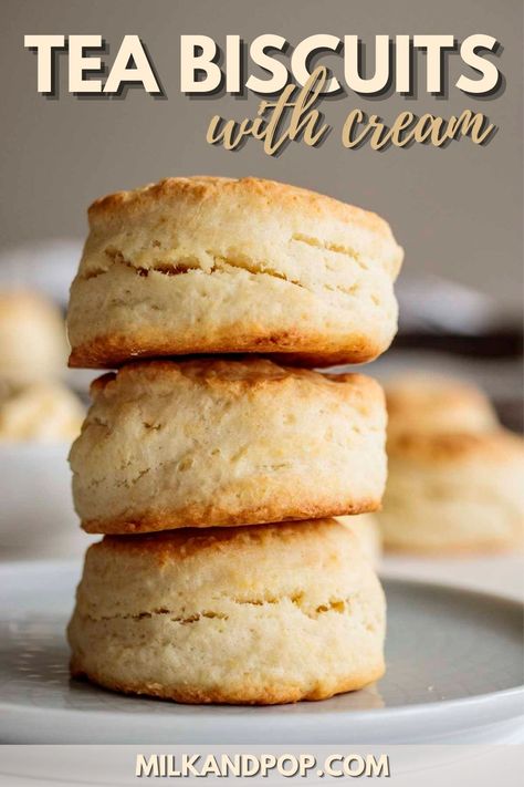 Cream biscuits Whipped Cream Biscuits, Biscuit Recipe All Purpose Flour, Recipe For Tea Biscuits, Whipping Cream Biscuits, Tea Biscuit Recipe, Biscuits With Cream, Scratch Biscuits, All Purpose Flour Recipes, Butter Biscuits Recipe