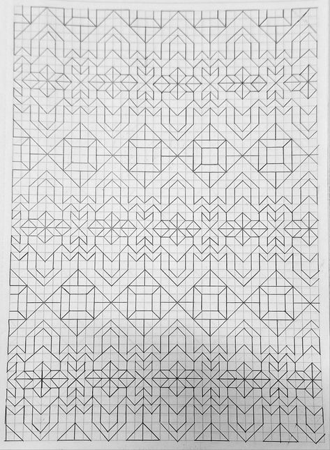 Graph Art, Geometric Patterns Drawing, Blackwork Embroidery Designs, Vinyl Art Paint, Blackwork Embroidery Patterns, Blackwork Cross Stitch, Graph Paper Designs, Bullet Journal Ideas Templates, Graph Paper Drawings