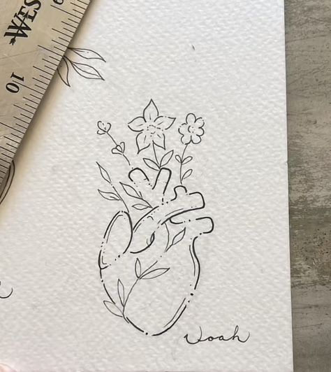 Dysautonomia Tattoo Ideas, Covering Up A Heart Tattoo, Heart Of Flowers Tattoo, String Of Hearts Tattoo, Anatomical Heart With Flowers Tattoo, Van Gogh Tattoo, Medical Artwork, Small Pretty Tattoos, Tattoo Desings