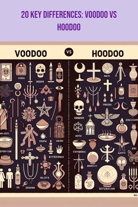 Curious about the mystical differences between Voodoo and Hoodoo? Discover the 20 essential distinctions that set these African-rooted spiritual practices apart. From their magical elements to cultural influences, this insightful guide will take you through everything you 'need to know'. Whether you're starting your witchcraft journey or just fascinated by folklore, immerse yourself in the captivating world of spiritual practices and folk magic. Uncover the truth and broaden your horizons today! Hoodoo Symbols, Hoodoo Recipes, Voodoo Wedding, Hoodoo Aesthetic, Voodoo Symbols, Voodoo Spells Witchcraft, Folk Witchcraft, Voodoo Altar, Occult Practices