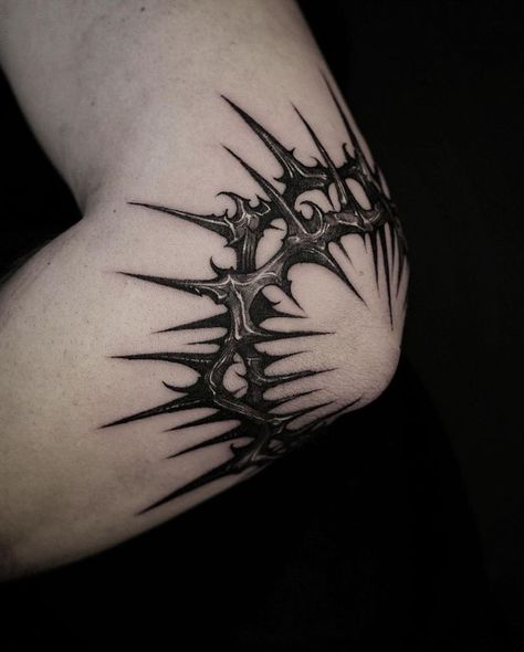 Small Blackwork Tattoo, Small Music Tattoos, Shen Long Tattoo, Thorn Tattoo, Optical Illusion Tattoos, Biblical Tattoos, Illusion Tattoos, Medieval Tattoo, Omerta Tattoo