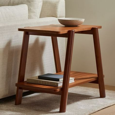 Modern Side Tables & End Tables | West Elm 90s Side Table, End Table With Shelf, Couch End Table Diy, Maple Side Table, Midcentury Side Tables, Wood Side Table Design, End Table Bookshelf, Japanese Side Table, Japandi Side Table