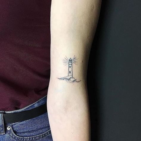 10 Minimalist Tattoo Designs For Your First Tattoo - Society19 UK Minimalist Tattoo Meaning, Lighthouse Tattoo, Shape Tattoo, Handpoke Tattoo, Muster Tattoos, Subtle Tattoos, Tattoo Trends, Pattern Tattoo, Simplistic Tattoos