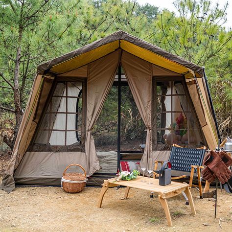 Luxury Exquisite Waterproof Emotional camping Cabin Tent Outdoor Canvas Tent Glamping Tent https://m.alibaba.com/product/10000007702321/Luxury-Exquisite-Waterproof-Emotional-camping-Cabin.html?__sceneInfo={"cacheTime":"1800000","type":"appDetailShare"} Tent Luxury, Outdoor Glamping, Glamping Inspiration, Backyard Tent, Curved Roof, Camping Cabin, Glamping Tent, Authentic Decor, Waterproof Tent