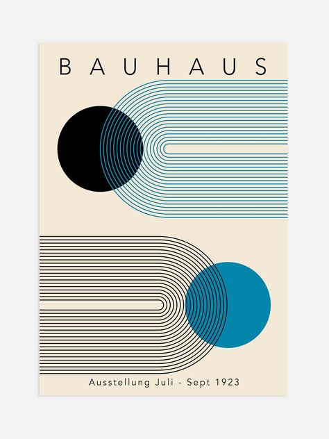 Bauhaus Typography Posters, Composition With Circles, Modern Bauhaus Graphic Design, Minimal Poster Design Minimalist, Classic Blue Aesthetic, Typography Poster Design Minimalism, Bauhaus Color Palette, Minimal Graphic Design Poster, Bauhaus Fashion