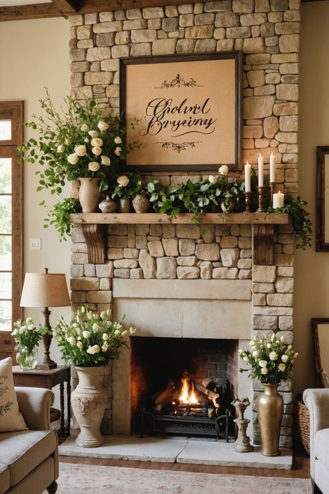 20 French Country-Style Home Ideas – ToolzView Old World Style Home Exterior, French Country Mantle Decor, French Farmhouse Fireplace, French Country Ranch House, French Country Fireplace Ideas, French Country Entryway Ideas, French Country Foyer, Country Mantle Decor, French Country Entryway